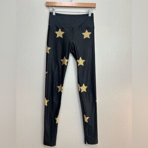 Goldsheep Black and Gold Star Leggings Size Small